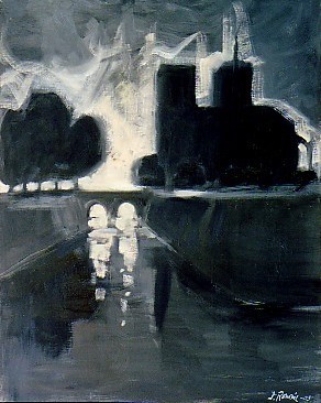 Crépuscule , huile (Notre Dame)